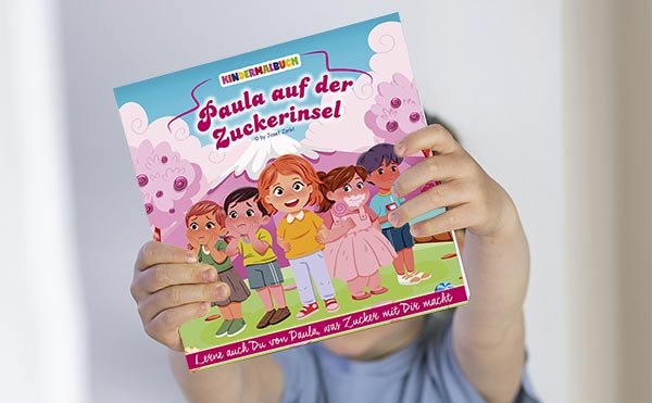 Kindermalheft für Krankenhaus und Kinderklinik "Paula auf der Zuckerinsel"